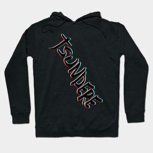 Tsundere II in black, white, red and cyan Hoodie